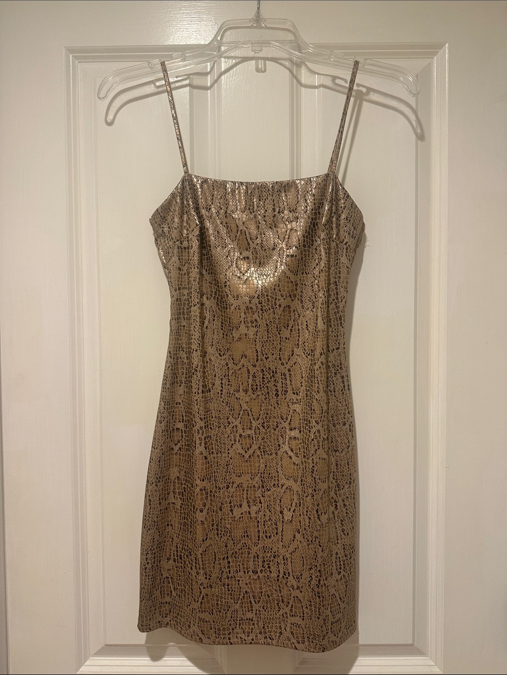 Blue Blush Metallic Gold Snake-Print Mini Dress